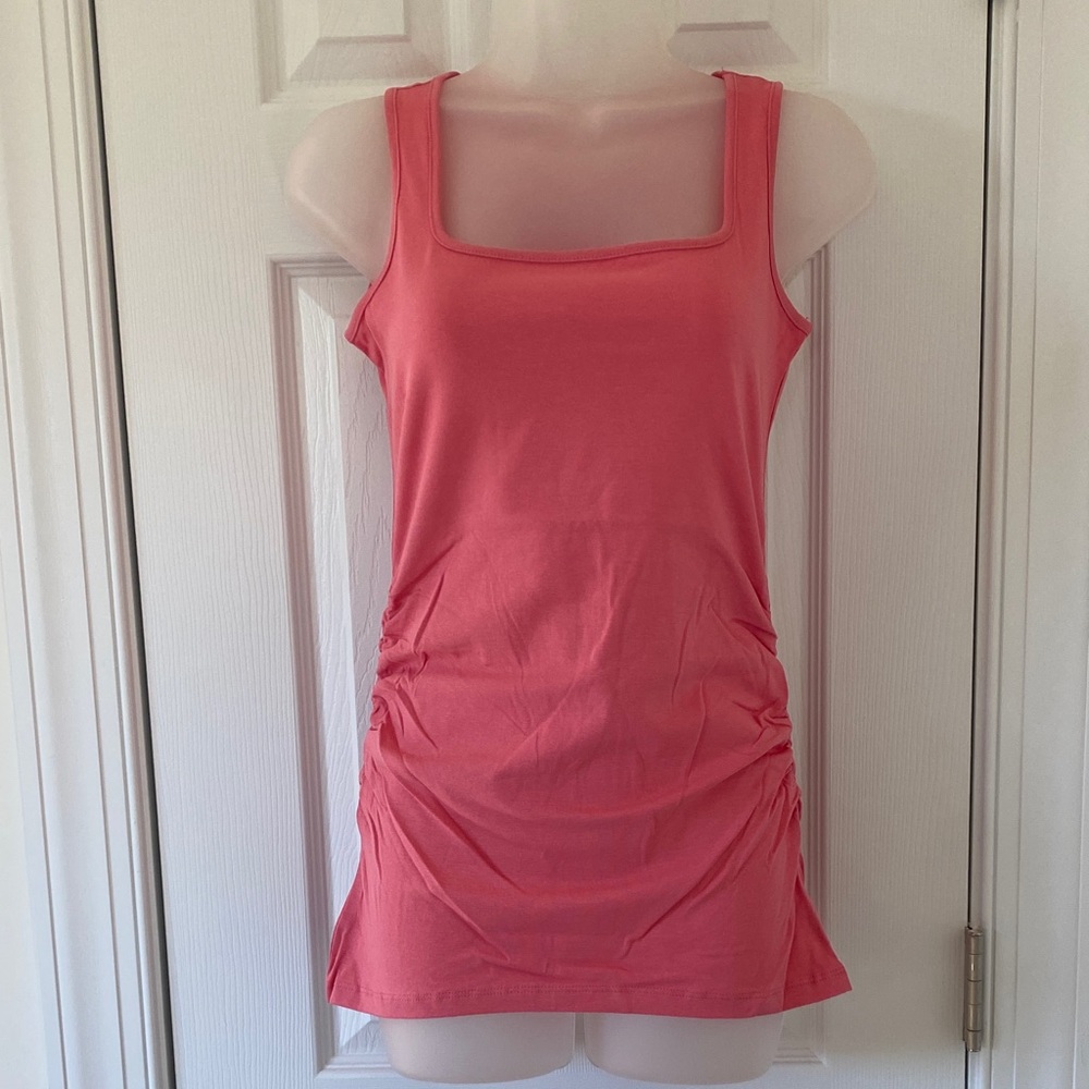Zenana. Side Ruched Everyday Tank Top. Desert Rose.